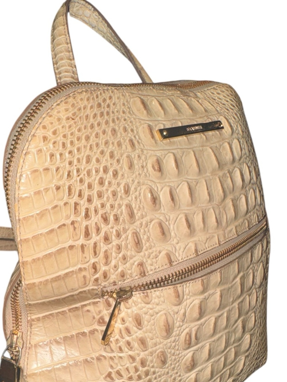 Brahmin Cream Croc-Embossed Leather Backpack with Gold Hardware - Picture 3 of 10